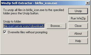 WinZip Self-Extractor bkflix_icon.exe window