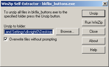 WinZip Self-Extractor bkflix_icon.exe window